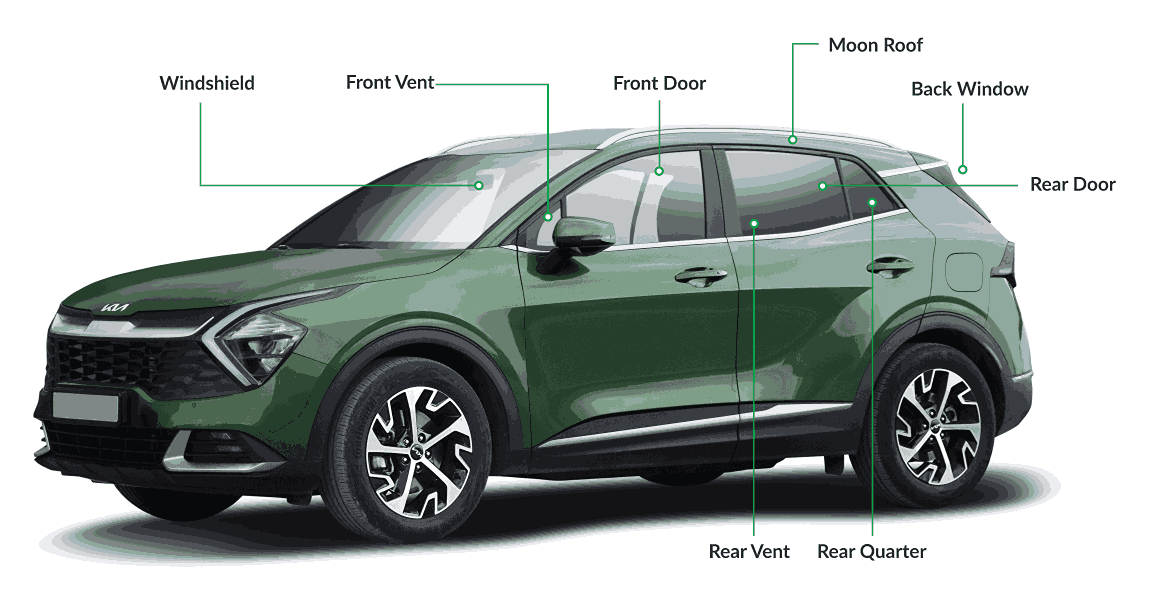 Car exterior parts diagram